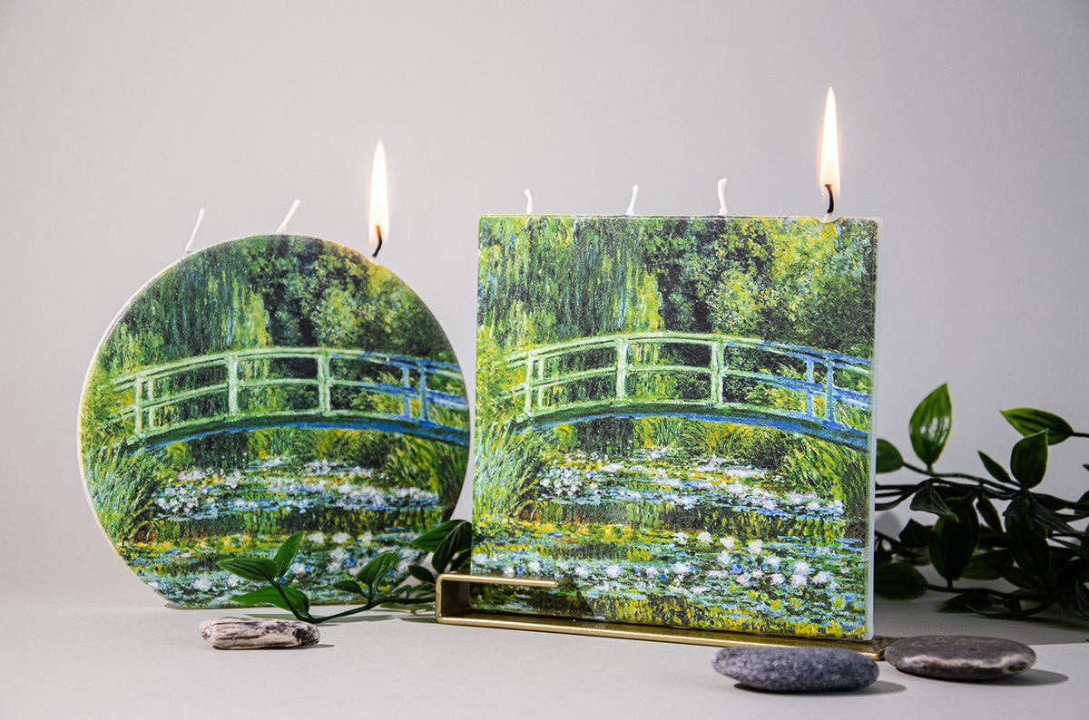 Flat Hand-Crafted 6" Square Candle - Claude Monet🎨 Decor🎨 Buy Art at Carolina Creations Gallery in Downtown New Bern🎨