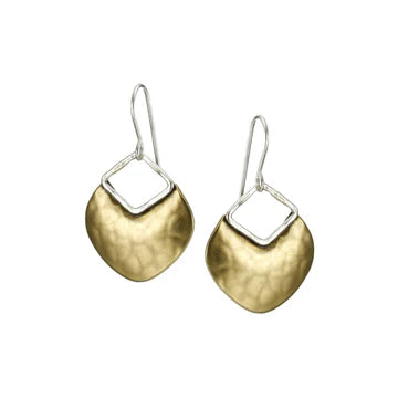 Mixed Metal Diamond Shape Disc Earrings