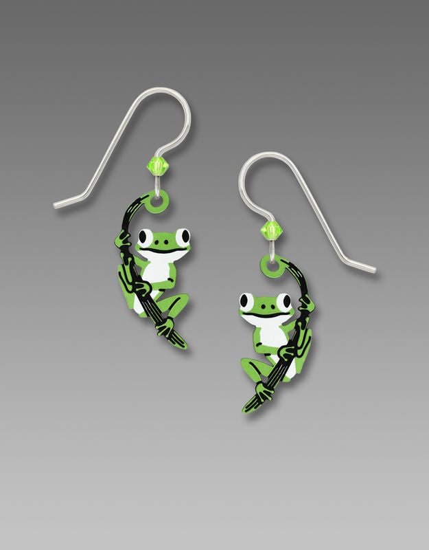 Earrings Green Tree Frog