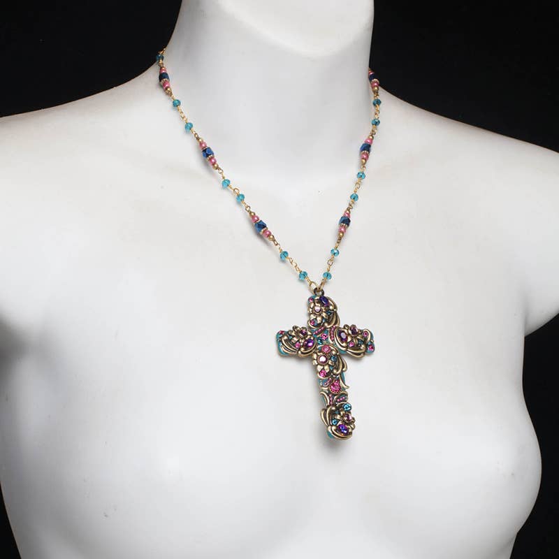 Teal Cross Necklace🎨 🎨 Buy Art at Carolina Creations Gallery in Downtown New Bern🎨