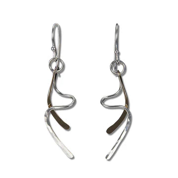 Mixed Metal Dangling Squiggle Earring