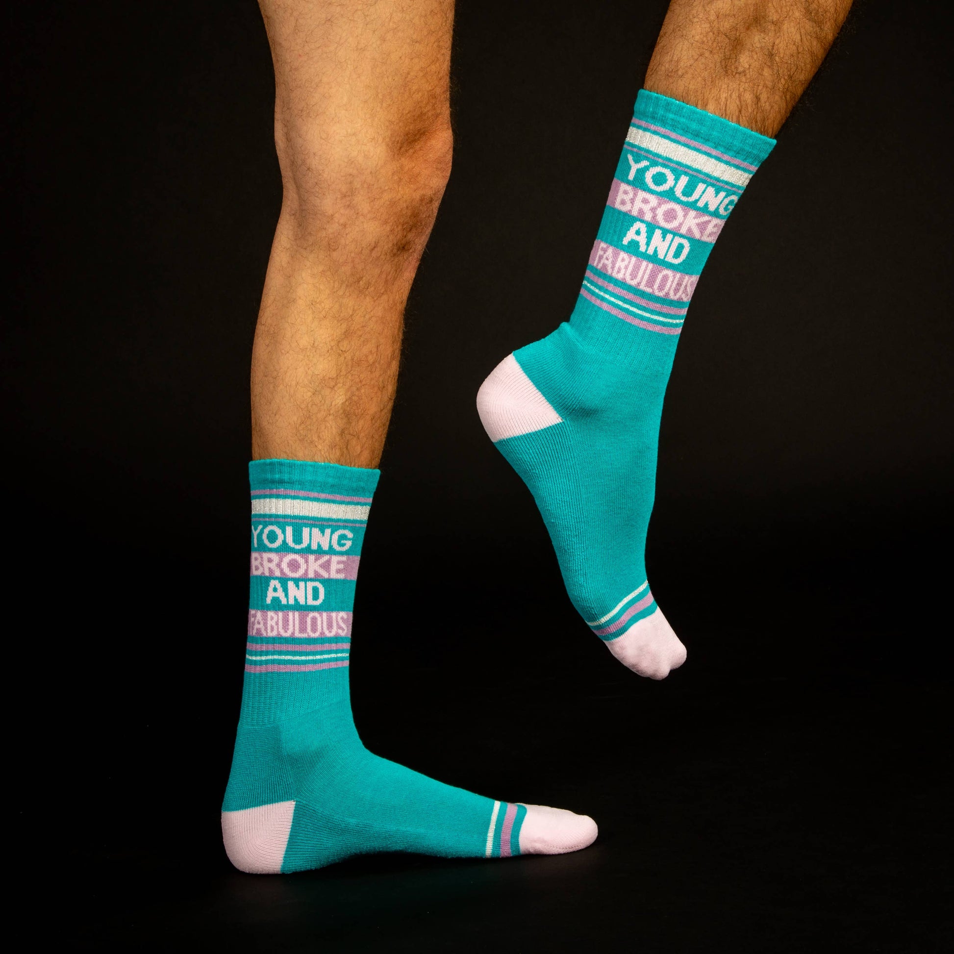 Young Broke and Fabulous Gym Crew Socks🎨 Wearables🎨 Buy Art at Carolina Creations Gallery in Downtown New Bern🎨