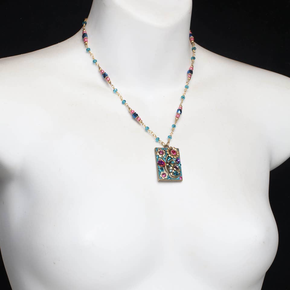 Teal Rectangle Necklace🎨 Jewelry🎨 Buy Art at Carolina Creations Gallery in Downtown New Bern🎨