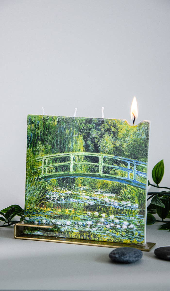Flat Hand-Crafted 6" Square Candle - Claude Monet🎨 Decor🎨 Buy Art at Carolina Creations Gallery in Downtown New Bern🎨