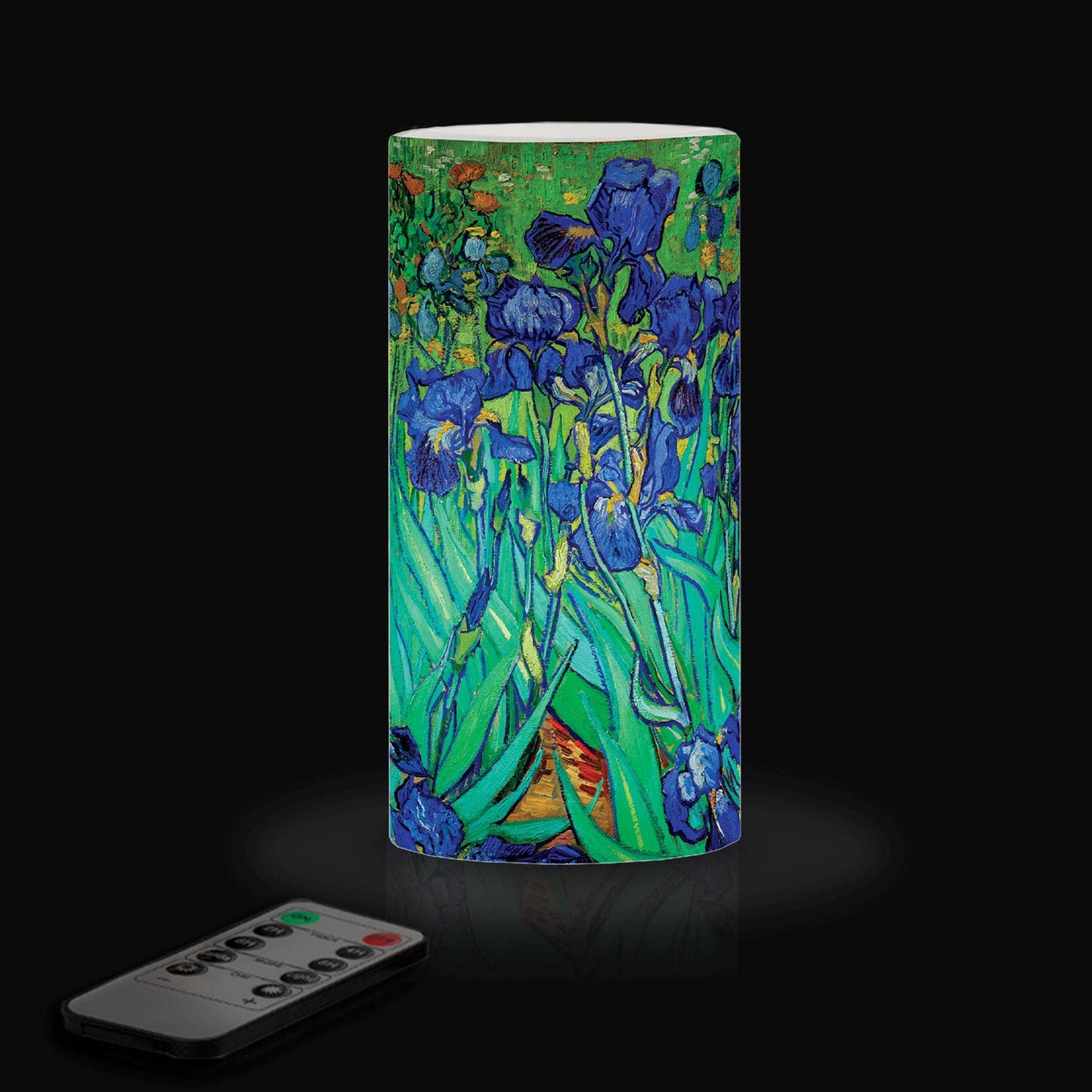 6 in. LED Flameless Wax Candle - van Gogh "Irises"🎨 Decor🎨 Buy Art at Carolina Creations Gallery in Downtown New Bern🎨