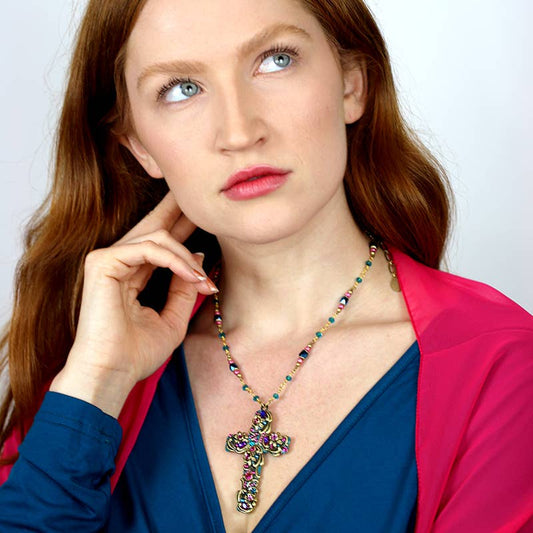 Teal Cross Necklace🎨 🎨 Buy Art at Carolina Creations Gallery in Downtown New Bern🎨