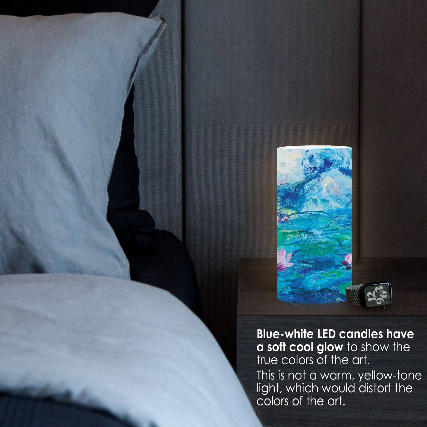 6 in. LED Flameless Wax Candle - Monet "Nympheas"🎨 Decor🎨 Buy Art at Carolina Creations Gallery in Downtown New Bern🎨