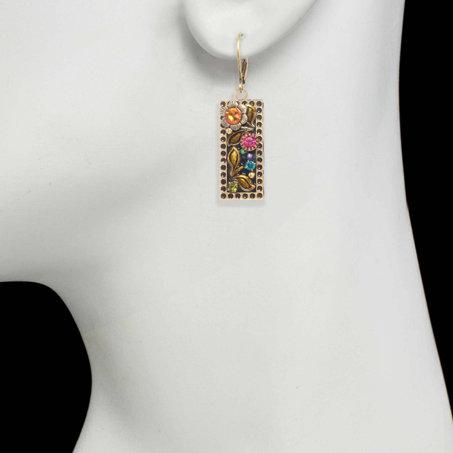 Midnight Garden Rectangle Earring🎨 Jewelry🎨 Buy Art at Carolina Creations Gallery in Downtown New Bern🎨