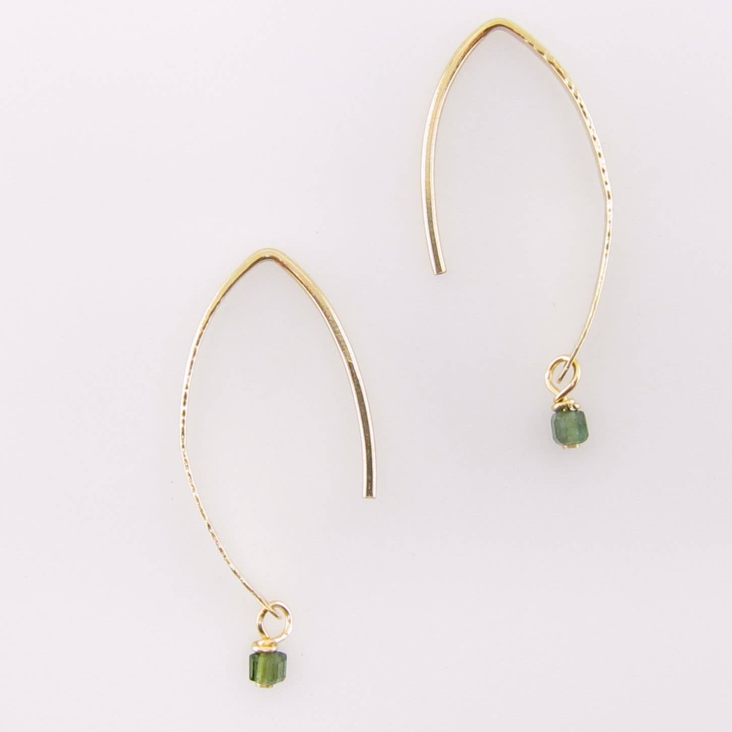Forged 1" Hammer Textured Bar with Green Tourmaline Drop: 14K GOLD FILLED🎨 Jewelry🎨 Buy Art at Carolina Creations Gallery in Downtown New Bern🎨