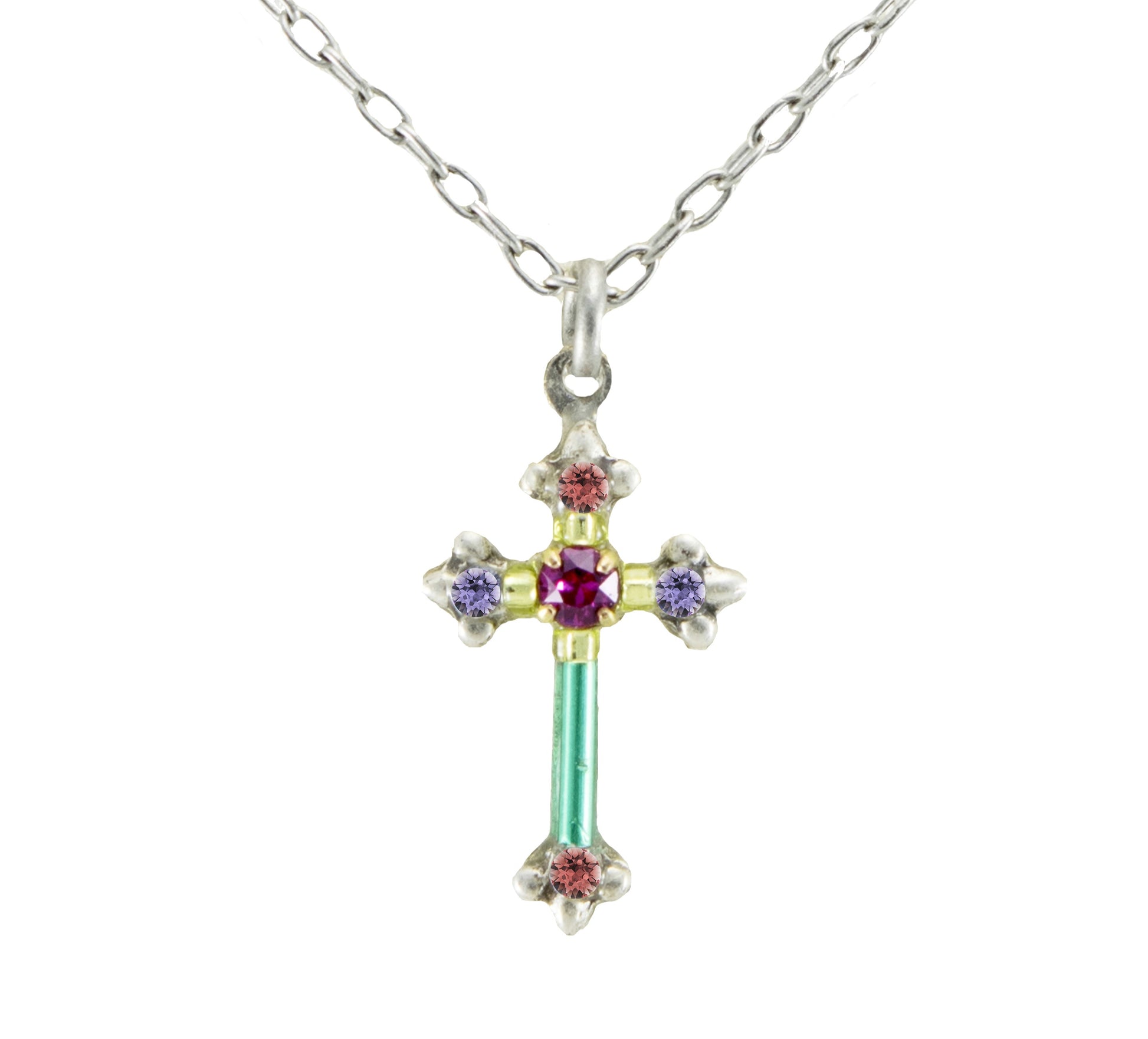 Dainty Color Cross Necklace Multicolor🎨 Jewelry🎨 Buy Art at Carolina Creations Gallery in Downtown New Bern🎨