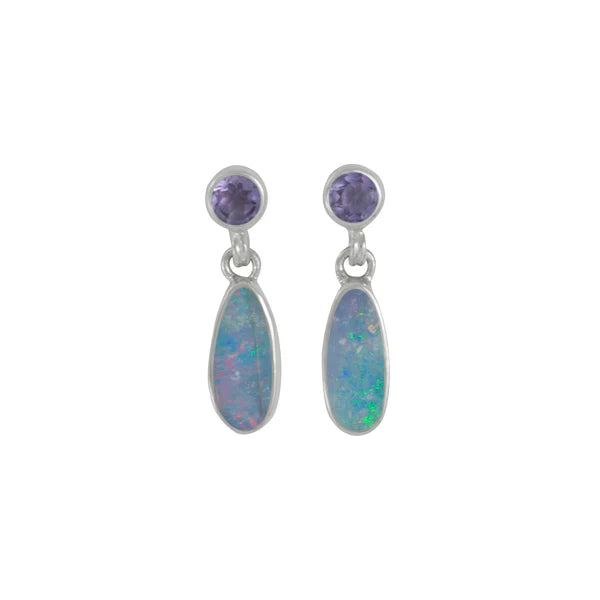 Gemstone Opal & Amethyst Earring