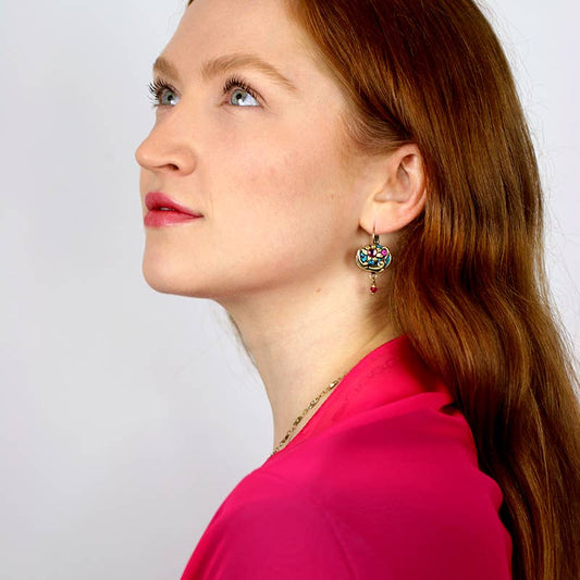 Teal Wide Oval Earrings🎨 Jewelry🎨 Buy Art at Carolina Creations Gallery in Downtown New Bern🎨