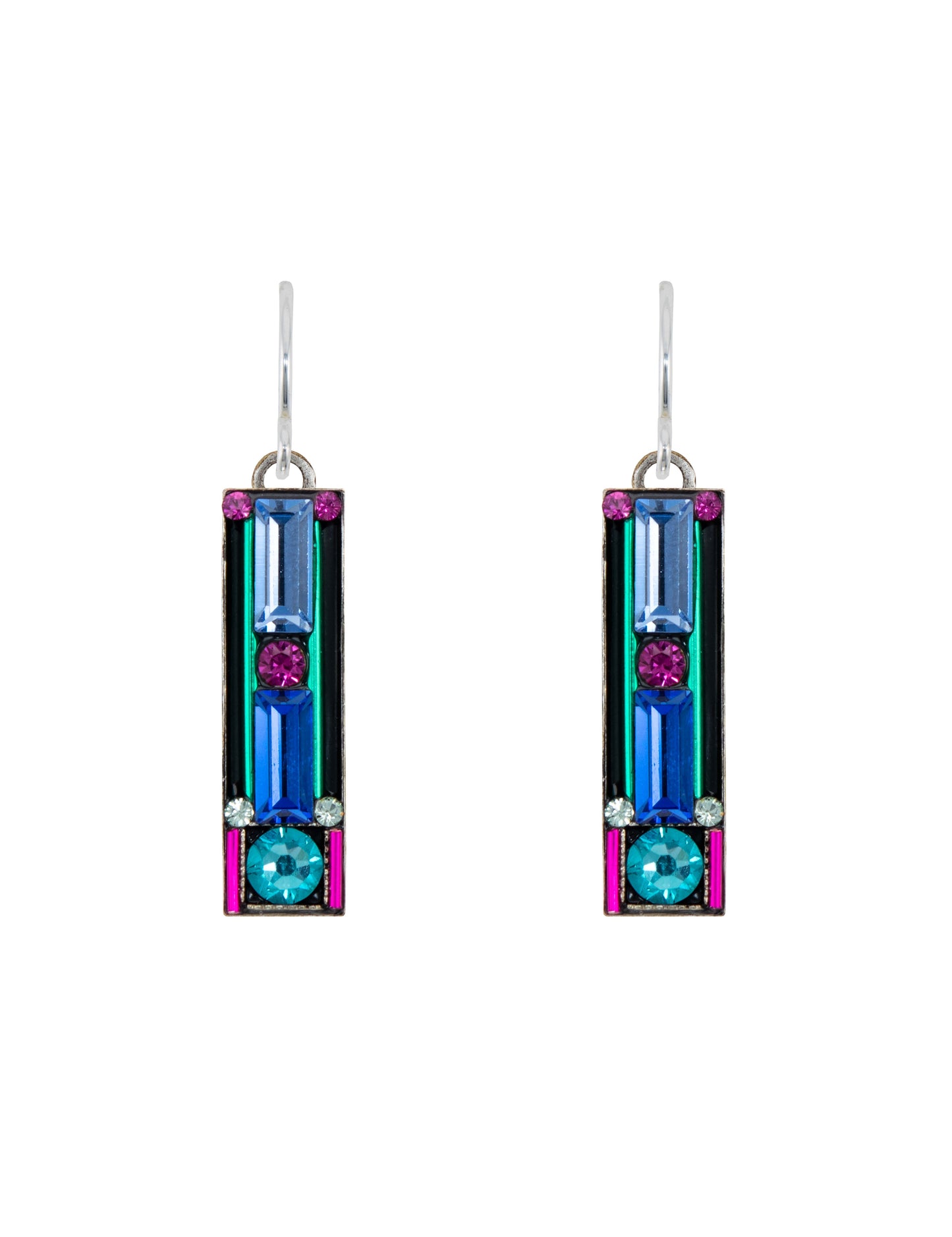 Architectural Rect Crystal Earring Turq🎨 Jewelry🎨 Buy Art at Carolina Creations Gallery in Downtown New Bern🎨