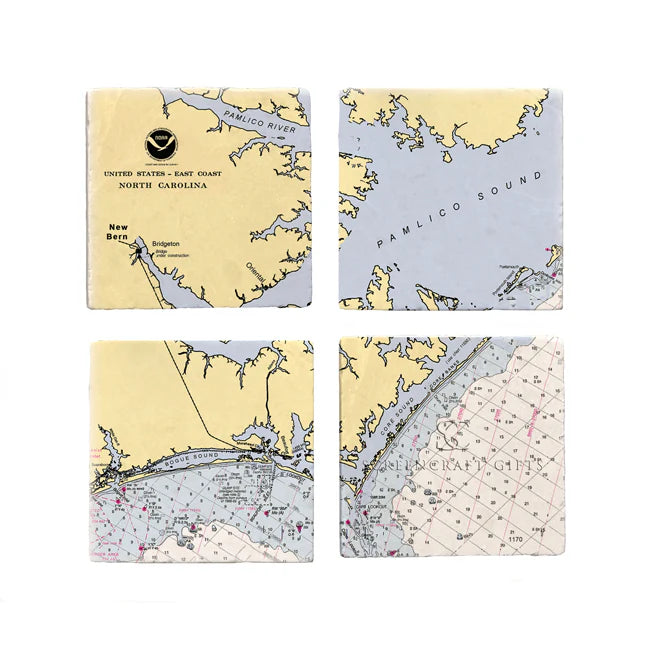 Neuse River Set of 4 Mural Coasters