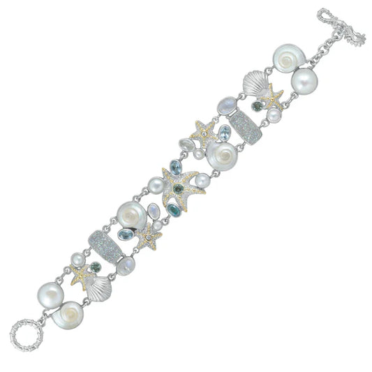 SS Opal Pearl Druzy Gemstone Bracelet