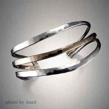 Mixed Metal Three Striped Bracelet Cuff🎨 Jewelry🎨 Buy Art at Carolina Creations Gallery in Downtown New Bern🎨