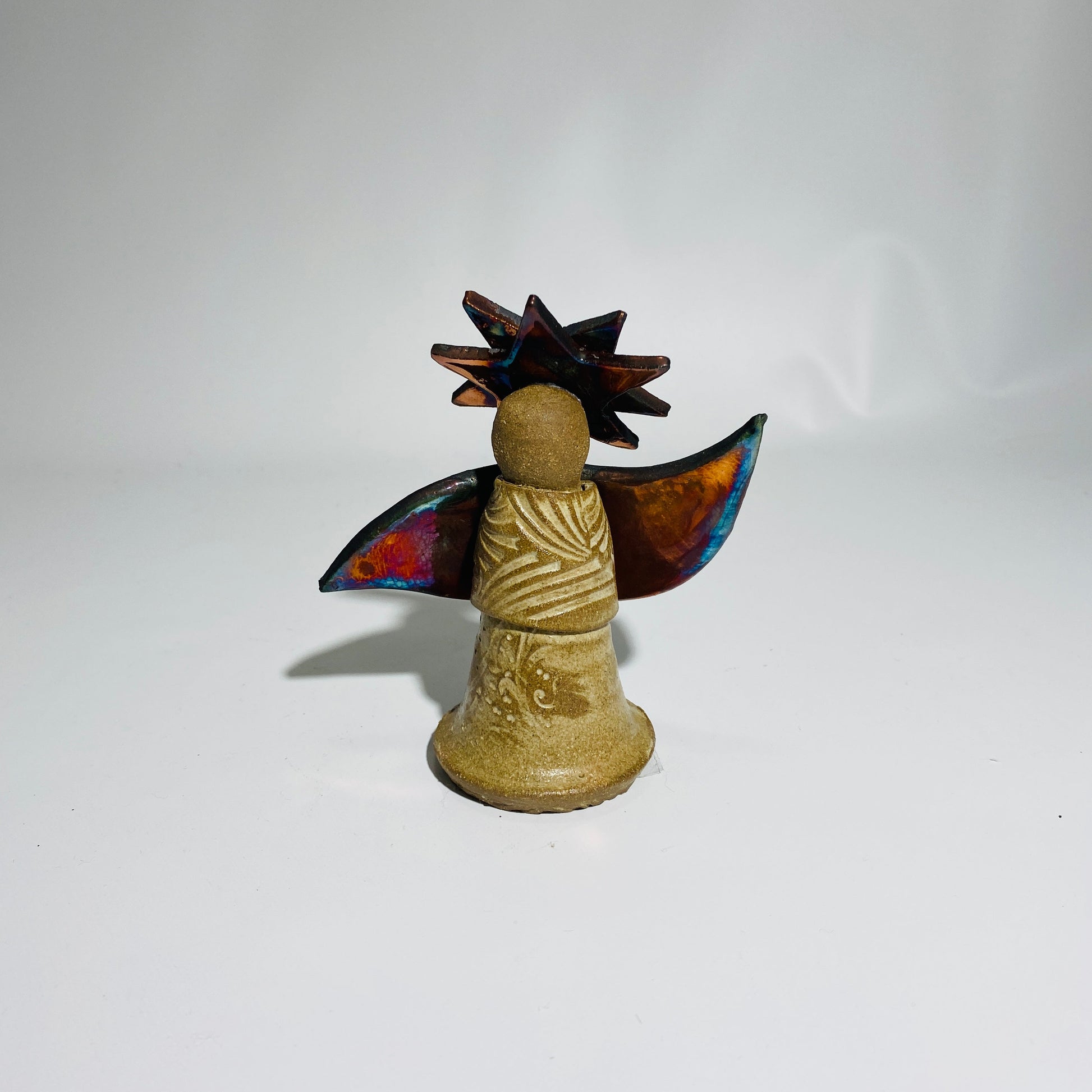 Raku Mini Angel🎨 Pottery🎨 Buy Art at Carolina Creations Gallery in Downtown New Bern🎨