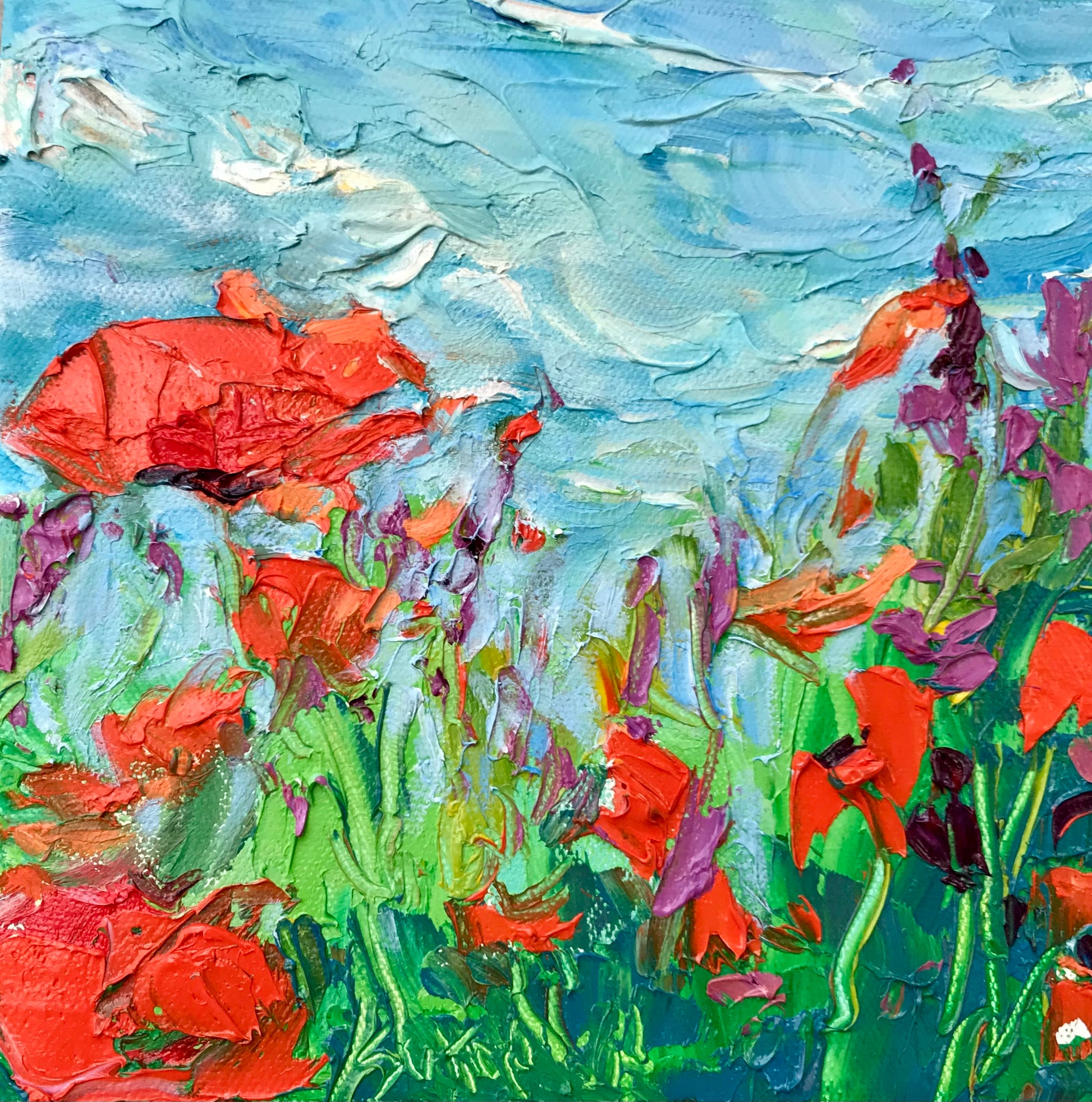 Sally Sutton Blue Sky Poppies I