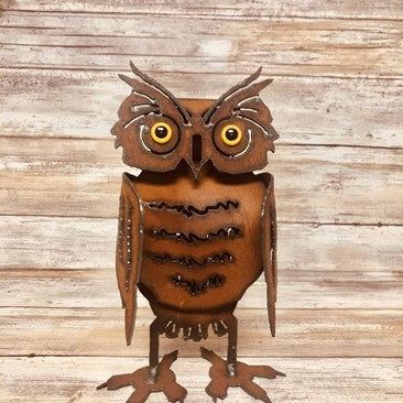Owl Sculpture🎨 Metal Arts🎨 Buy Art at Carolina Creations Gallery in Downtown New Bern🎨