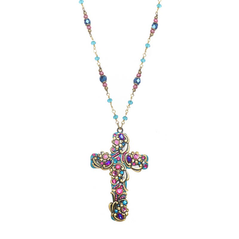 Teal Cross Necklace🎨 🎨 Buy Art at Carolina Creations Gallery in Downtown New Bern🎨