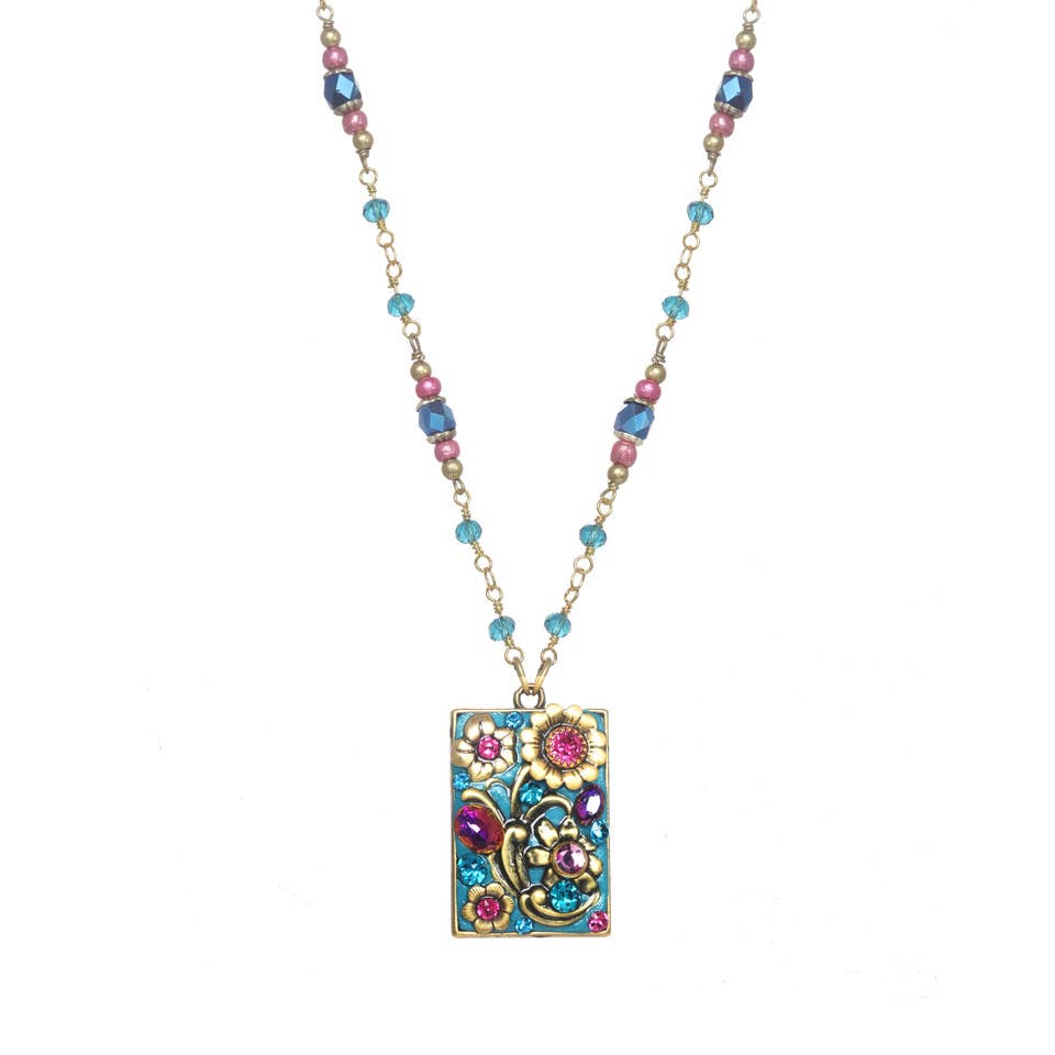 Teal Rectangle Necklace🎨 Jewelry🎨 Buy Art at Carolina Creations Gallery in Downtown New Bern🎨