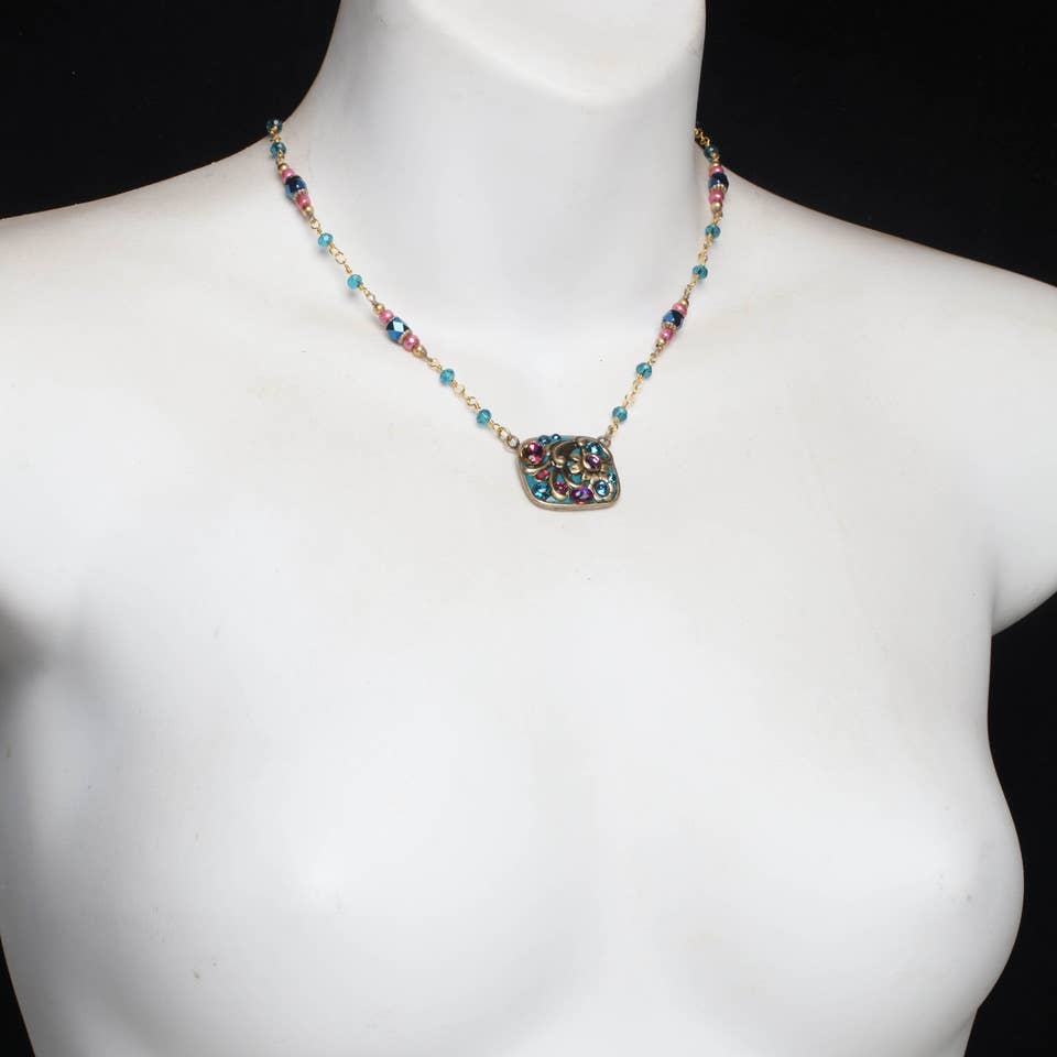 Teal Square Necklace🎨 Jewelry🎨 Buy Art at Carolina Creations Gallery in Downtown New Bern🎨