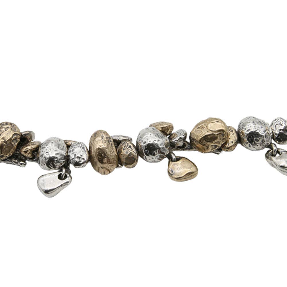 Articulated bracelet with charms in 925 Sterling Silver and Bronze