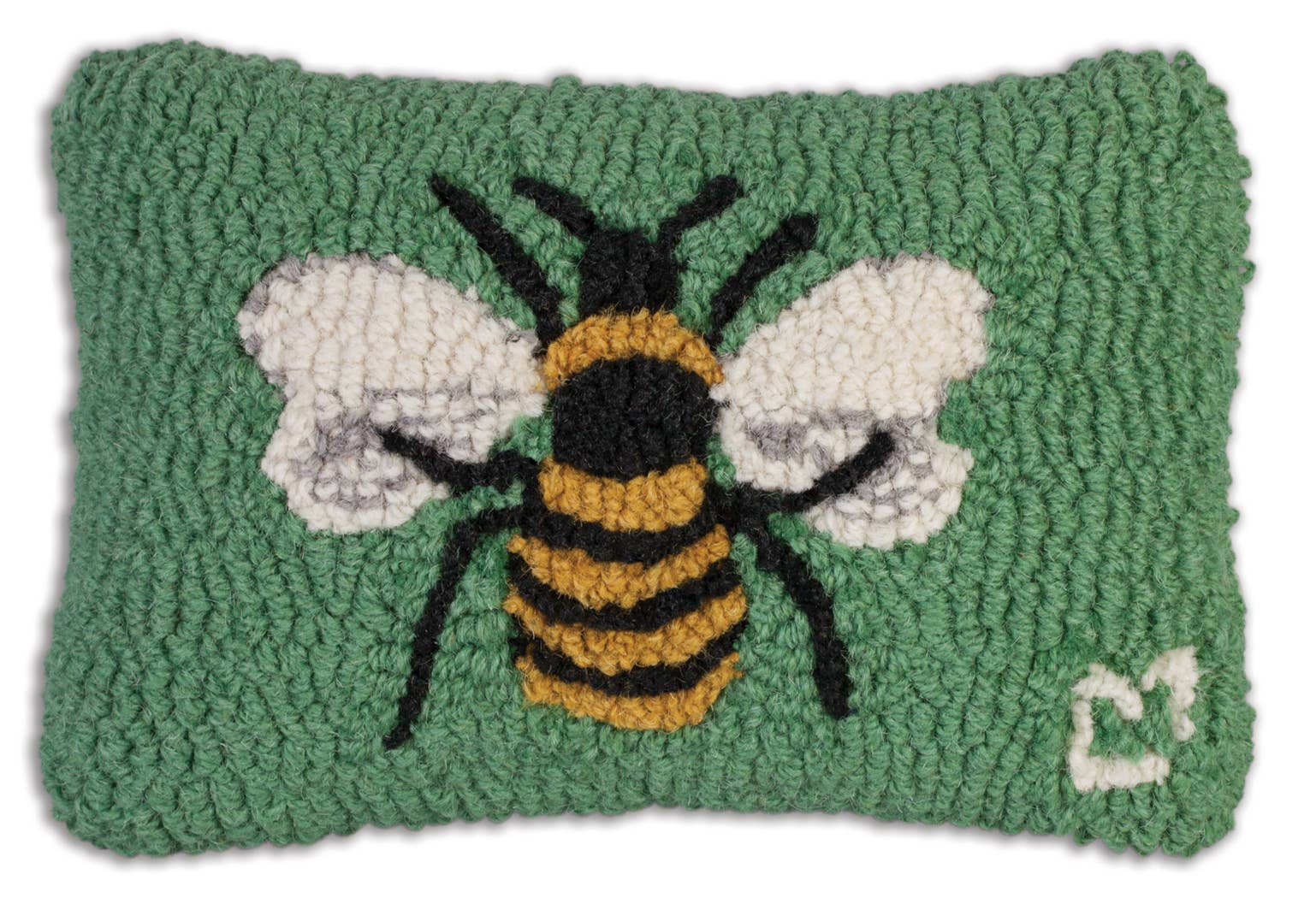Honey Bee Hand Hooked Wool Decorative Pillow🎨 🎨 Buy Art at Carolina Creations Gallery in Downtown New Bern🎨