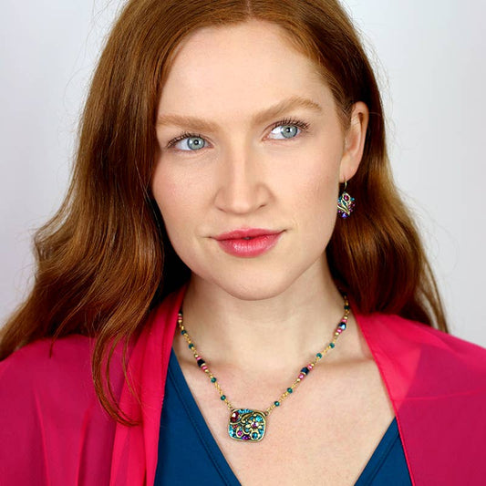 Teal Square Necklace🎨 Jewelry🎨 Buy Art at Carolina Creations Gallery in Downtown New Bern🎨