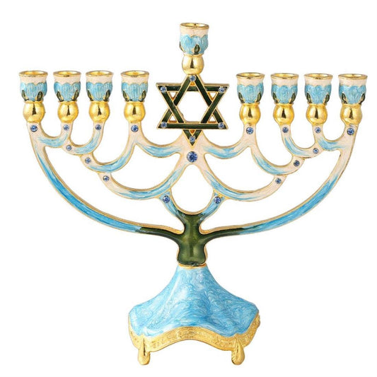 Menorah Matashi Hand Painted Enamel Candelabra w Star Design🎨 🎨 Buy Art at Carolina Creations Gallery in Downtown New Bern🎨