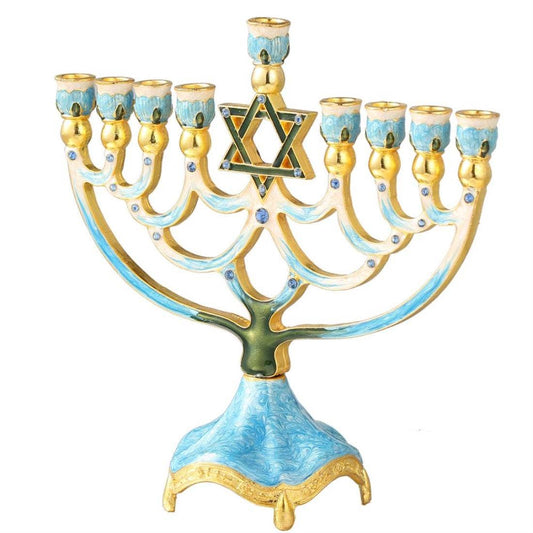 Menorah Matashi Hand Painted Enamel Candelabra w Star Design🎨 🎨 Buy Art at Carolina Creations Gallery in Downtown New Bern🎨
