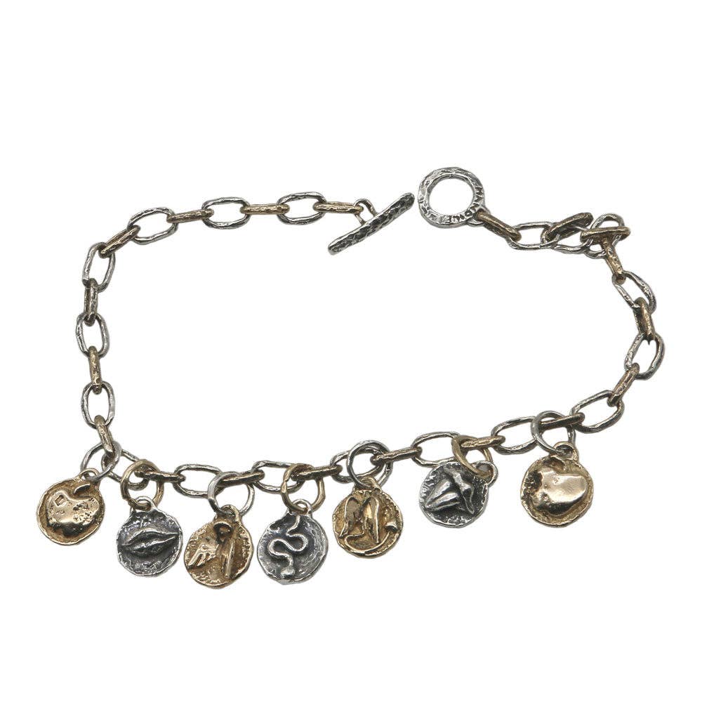 Sacred and profane cast necklace in 925 Sterling Silver and Bronze