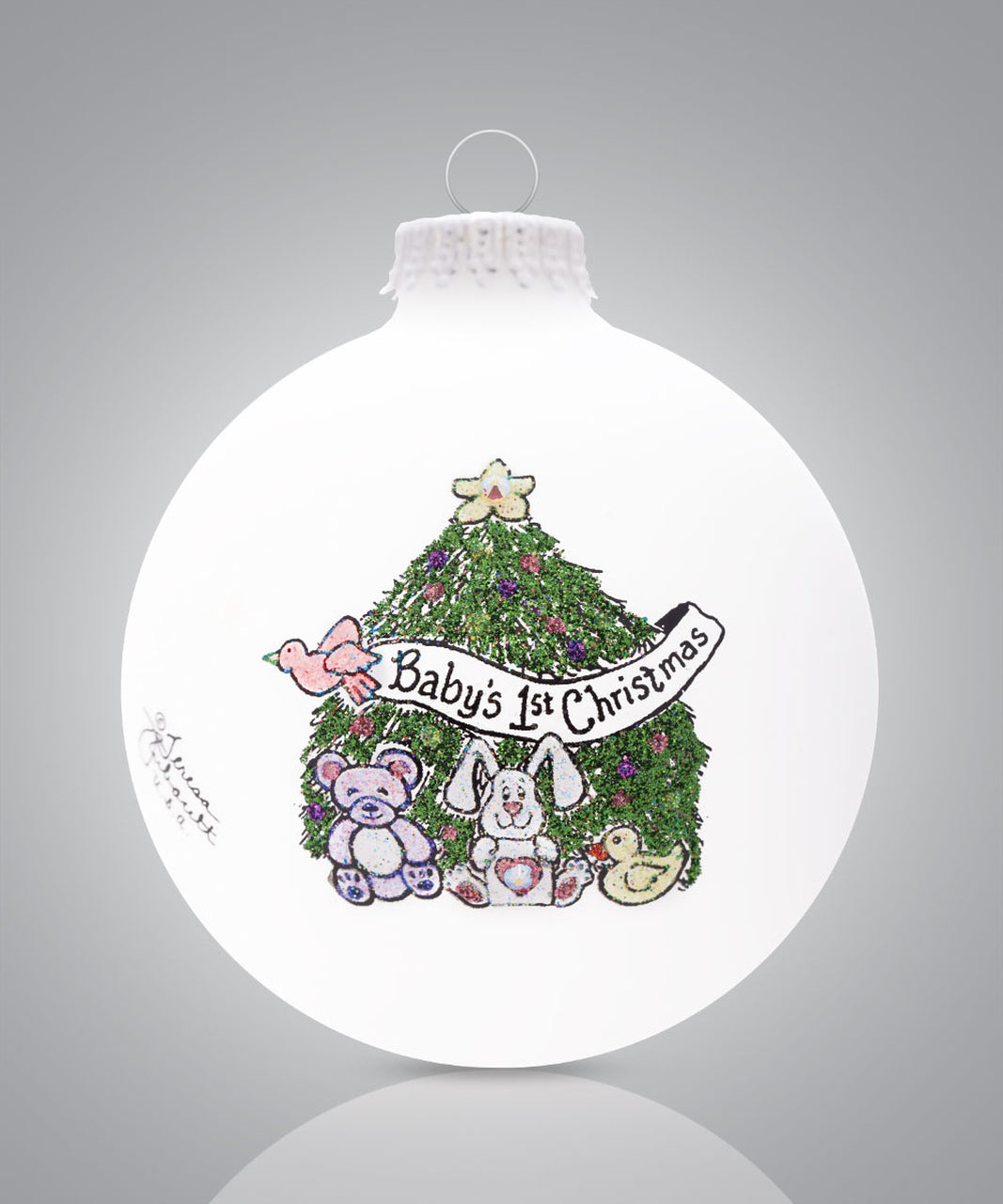 Baby Girl Christmas Tree Ornament🎨 Glass🎨 Buy Art at Carolina Creations Gallery in Downtown New Bern🎨