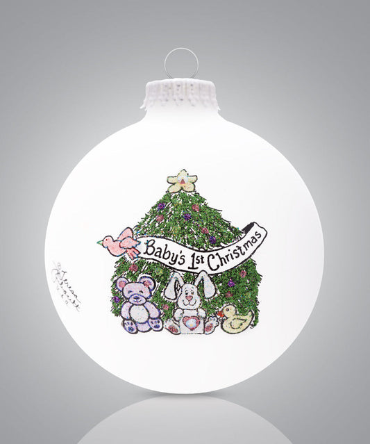 Baby Girl Christmas Tree Ornament🎨 Glass🎨 Buy Art at Carolina Creations Gallery in Downtown New Bern🎨