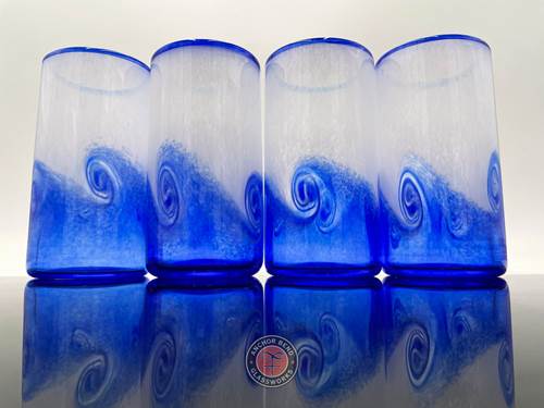 Cobalt Wave Tumbler🎨 Glass🎨 Buy Art at Carolina Creations Gallery in Downtown New Bern🎨