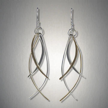 Mixed Metal Dangling Fish Earring🎨 Jewelry🎨 Buy Art at Carolina Creations Gallery in Downtown New Bern🎨