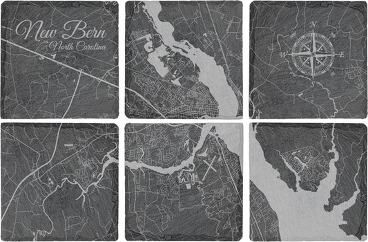New Bern Rivers Coaster Set of 6 Slate? Stonework? Buy Art at Carolina Creations Gallery in Downtown New Bern?