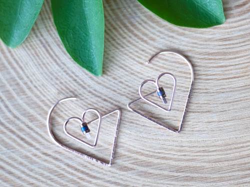 Double Heart Hugger Earrings Silver🎨 Jewelry🎨 Buy Art at Carolina Creations Gallery in Downtown New Bern🎨