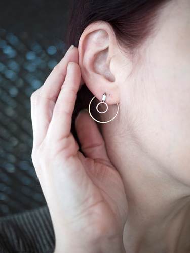 Double Circle Hugger Earring Silver🎨 Jewelry🎨 Buy Art at Carolina Creations Gallery in Downtown New Bern🎨