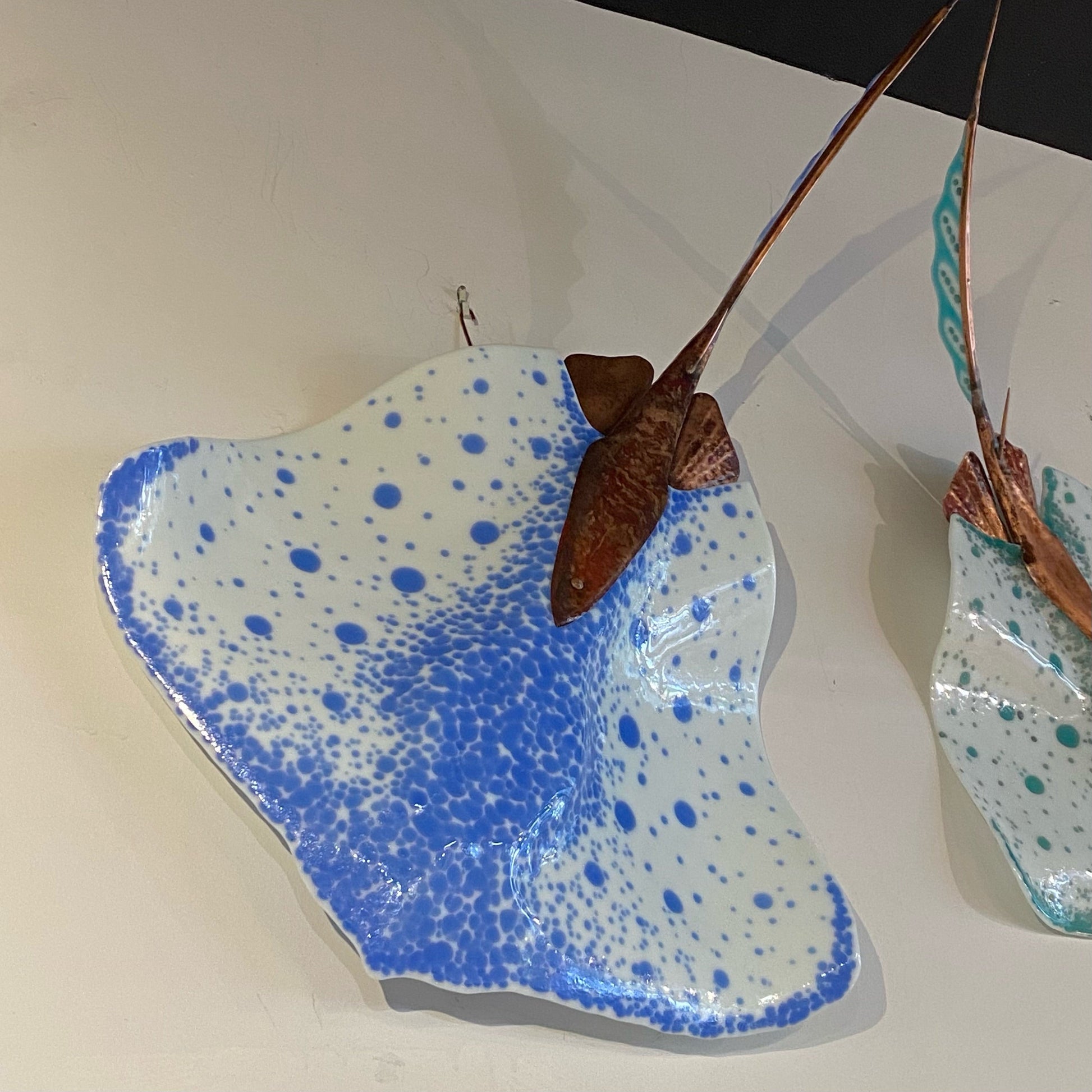 Medium Wall Turquoise Ray 23W X 20L🎨 Glass🎨 Buy Art at Carolina Creations Gallery in Downtown New Bern🎨
