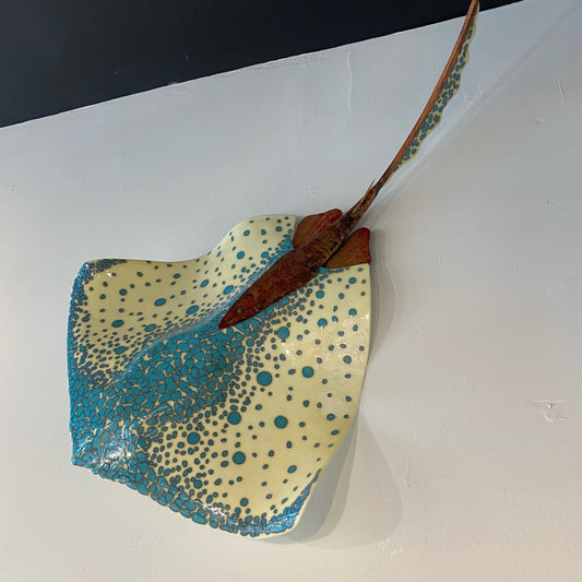 Large Wall Turquoise Ray 26W X 24L🎨 Glass🎨 Buy Art at Carolina Creations Gallery in Downtown New Bern🎨