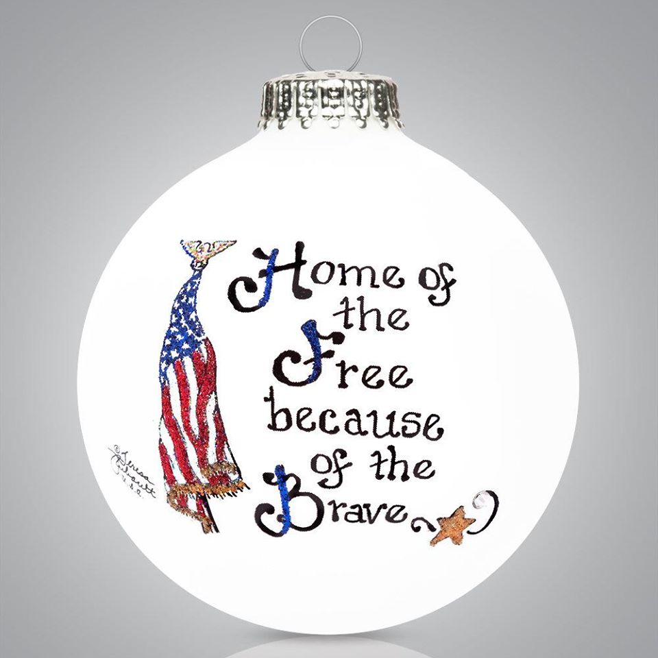 Home of the Free Ornament🎨 Glass🎨 Buy Art at Carolina Creations Gallery in Downtown New Bern🎨