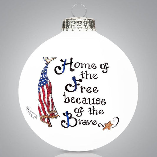 Home of the Free Ornament🎨 Glass🎨 Buy Art at Carolina Creations Gallery in Downtown New Bern🎨