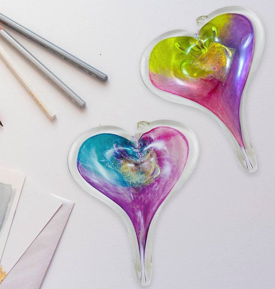 Medium Heart Assorted Colors🎨 Glass🎨 Buy Art at Carolina Creations Gallery in Downtown New Bern🎨