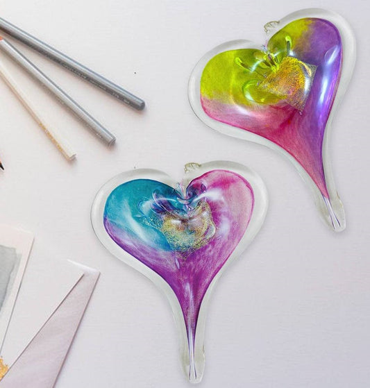 Medium Heart Assorted Colors🎨 Glass🎨 Buy Art at Carolina Creations Gallery in Downtown New Bern🎨