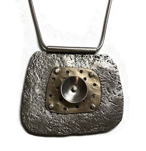 Textured Silver & Gold Necklace🎨 Jewelry🎨 Buy Art at Carolina Creations Gallery in Downtown New Bern🎨