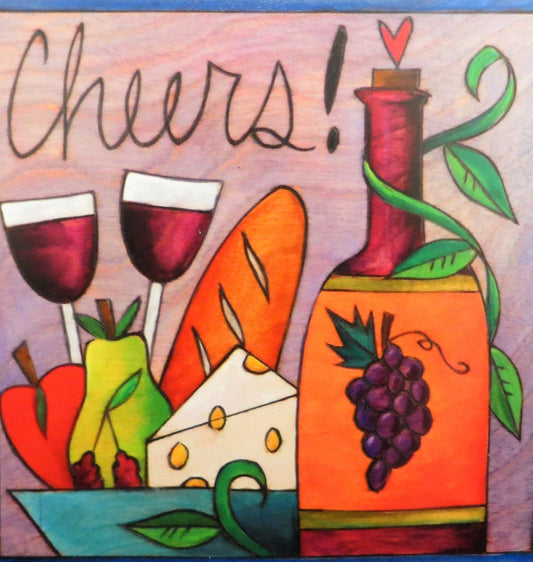 Cheers Plaque 6X6🎨 Wood🎨 Buy Art at Carolina Creations Gallery in Downtown New Bern🎨