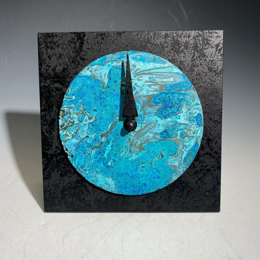 Black and Verdigris Desktop Clock🎨 Metal Arts🎨 Buy Art at Carolina Creations Gallery in Downtown New Bern🎨