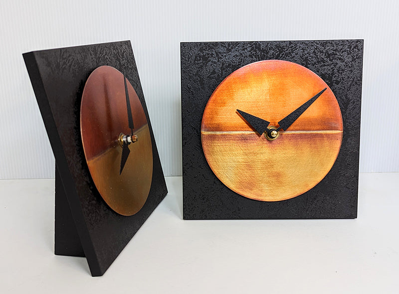 Black & Copper Desk Clock🎨 Metal Arts🎨 Buy Art at Carolina Creations Gallery in Downtown New Bern🎨
