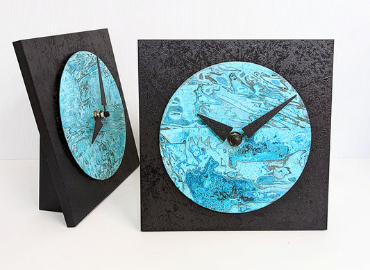 Black and Verdigris Desktop Clock🎨 Metal Arts🎨 Buy Art at Carolina Creations Gallery in Downtown New Bern🎨